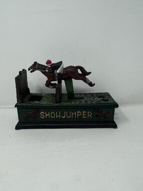 Vintage Collectible Cast Iron Show Jumper Mechanical Bank